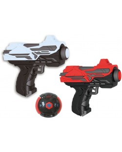 Детски мини пистолет Red Guns, 2 броя, с 12 меки стрели и мишена