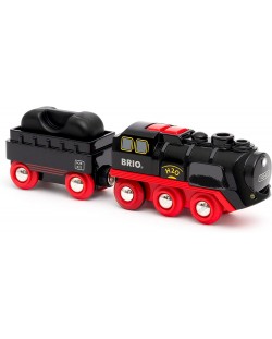 Детска играчка Brio - Парен локомотив с вагон