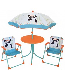 Детски градински комплект Fun House - Маса със столчета и чадър, Панда