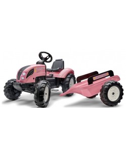  Детски трактор Falk - Country star, с ремарке и педали, розов