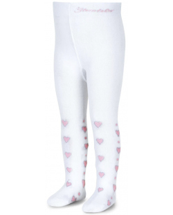 Детски памучен чорапогащник Sterntaler - На розови сърца, 62 cm, 3-4 месеца