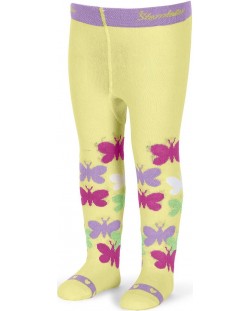 Детски памучен чорапогащник Sterntaler - С пеперуди, 74 cm, 6-7 месеца, жълт