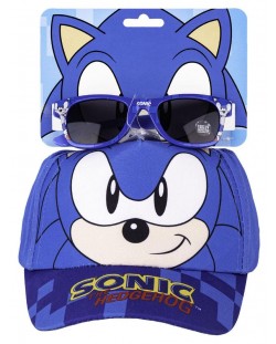 Детски комплект Cerda - Шапка и слънчеви очила, Sonic