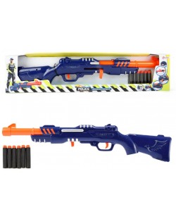 Детска пушка Toi Toys - С меки патрони Police gun, 6 броя