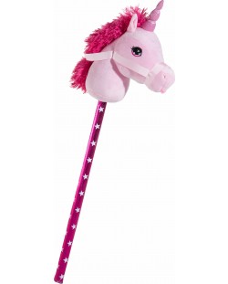  Детска играчка Heunec - Еднорог на пръчка, розов, 85 cm