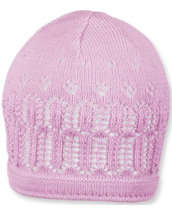 Детска плетена памучна шапка Sterntaler - 41 cm, 4-5 месеца, розова