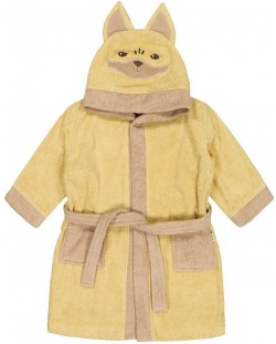 Детски халат от органичен памук Bio Baby - С лисиче, 80 cm, 9-12 м, жълт