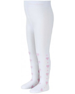 Детски чорапогащник на сърца Sterntaler - 86 cm, 18-24 месеца, бяло-розов