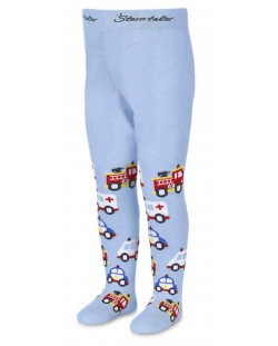 Детски памучен чорапогащник Sterntaler - С коли, 62 cm, 4-5 месеца