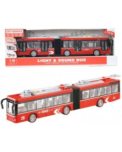 Детска играчка Ocie City Service - Градски тролейбус, 1:16, червен