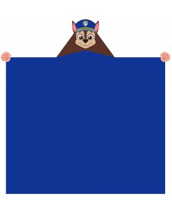 Детско одеяло с 3D качулка Sonne - Чейс Paw Patrol, 110 x 140 cm, синьо