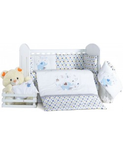 Спален комплект Dizain Baby - Бебе слонче, син, 4 части, 60 х 120