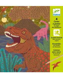 Комплект скреч картини Djeco - Когато динозаврите съществуваха