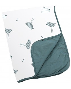 Памучно одеяло Doomoo Dream - Birds, зелено, 75 х 100