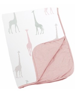Памучно одеяло Doomoo Dream - Giraf, розово, 75x100