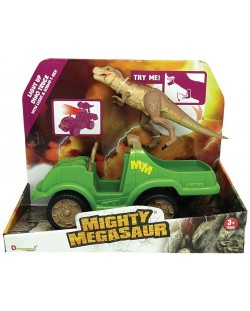 Детска играчка Dragon-I Toys - Динозавър с кола, със звук и светлина