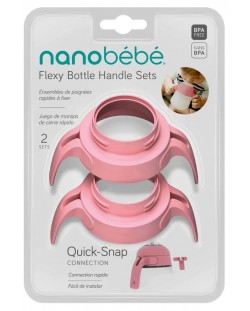 Дръжки за силиконови бутилки Nanobebe - 2 броя,  розови