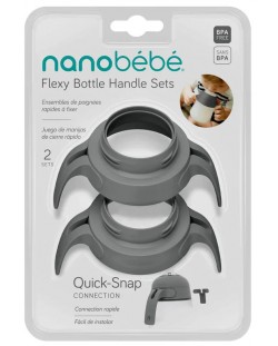 Дръжки за силиконови бутилки Nanobebe - 2 броя, сиви