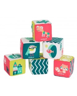 Дрънкащи кубчета Miniland - Eсо, меки и цветни 