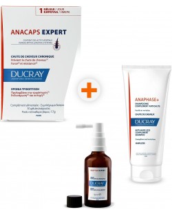 Ducray Anaphase+ Anacaps Комплект - Серум, Шампоан и Хранителна добавка, 100 + 200 ml + 30 капсули (Лимитирано)