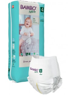 Eко пелени тип гащи Bambo Nature - Pants Tall, размер 4 L, 40 броя