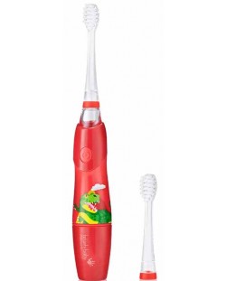 Електрическа четка за зъби Brush Baby - Kidzsonic, Динозавър, с батерия и 2 накрайника