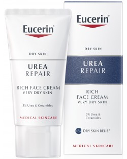Eucerin Urea Repair Обогатен крем за лице с 5% урея, 50 ml
