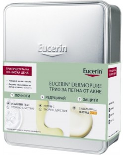 Eucerin Dermopure Комплект - Трио за петна от акне, SPF 30, 3 броя (Лимитирано)
