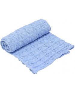 Бебешко плетено одеяло EKO - Синьо, 90 х 80 cm