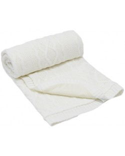 Бебешко плетено одеяло EKO - Бяло, 85 х 75 cm