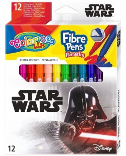 Флумастери Colorino - Marvel Star Wars, 12 цвята