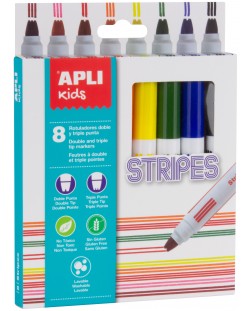 Комплект флумастери APLI - Двойна линия, 8 цвята