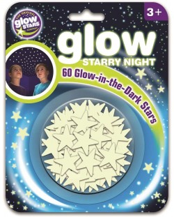 Фосфоресциращи стикери Brainstorm Glow - Звездички, 60 броя