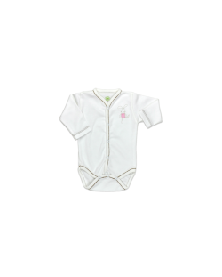 For Babies Боди с предно закопчаване и дълъг ръкав - Розово мишле размер 0-1 месеца