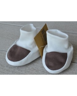 Бебешки обувки For Babies - Бяло и кафяво, 0+ месеца