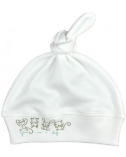Бебешка шапка с възел For Babies - Give me a hug, син надпис