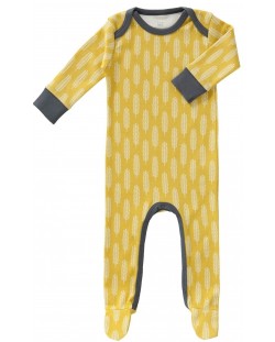 Бебешка цяла пижама с ританки Fresk - Havre vintage, жълта, 3-6 месеца