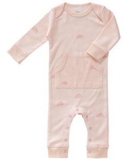 Бебешка цяла пижама Fresk - Rainbow, розова, 0-3 месеца