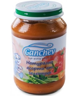 Зеленчуково пюре Ganchev - Натурално асорти от зеленчуци, 190 g