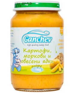 Зеленчуково пюре Ganchev - Картофи, моркови и овесени ядки, 190 g