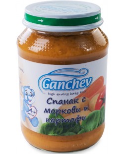 Зеленчуково пюре Ganchev - Спанак с моркови и картофи, 190 g