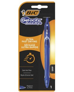 Гел химикалка BIC - Gel-ocity Quick Dry, 0.7 mm, блистер, синя