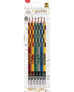 Графитни моливи Maped Harry Potter - HB, с гумичка, 6 броя