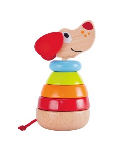 Музикална играчка Hape - Кученце, с цветни рингове