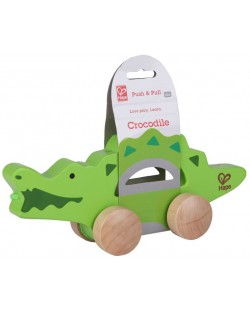 Дървена играчка на колела - Крокодил