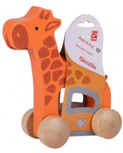Дървена играчка на колела - Жирафче