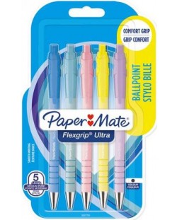 Химикалки Paper Mate Flexigrip Ultra - 1.0 mm, 5 пастелни цвята