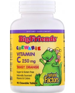 Big Friends Vitamin C, 250 mg, 90 дъвчащи таблетки, Natural Factors