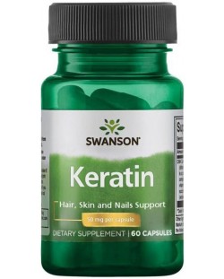 Keratin, 50 mg, 60 капсули, Swanson