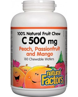 Vitamin C, 500 mg, тропически плодове, 90 дъвчащи таблетки, Natural Factors